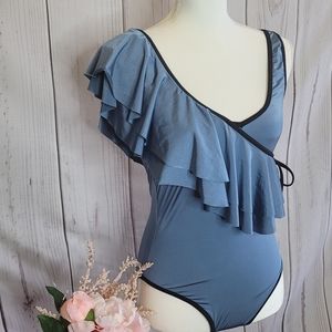 NEW Panarea couture blue one piece swimsuit
